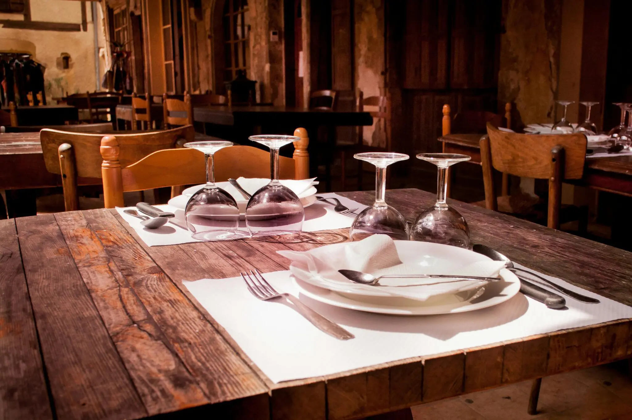 menu restaurant table with glassware and tabletop items
