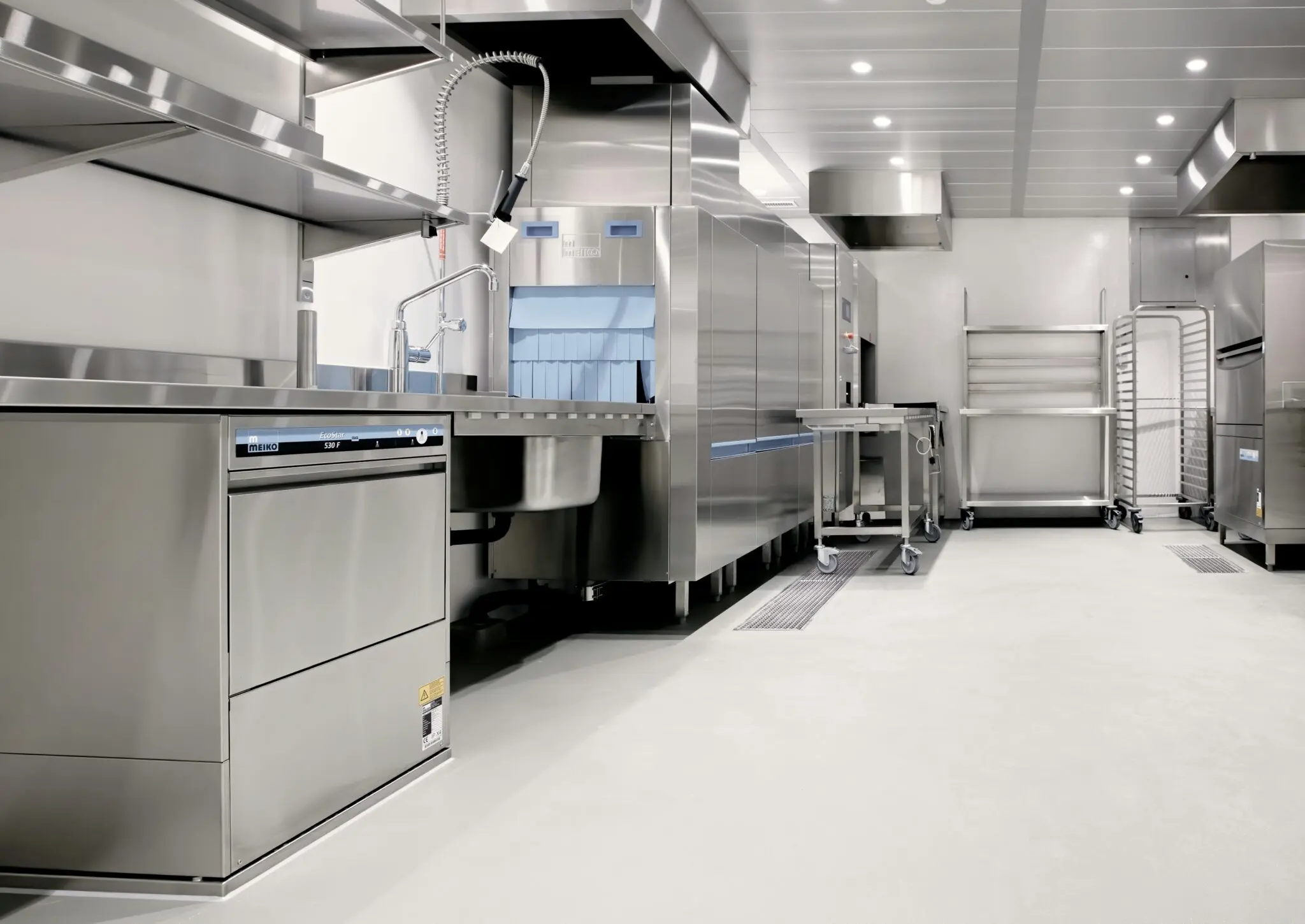 Modern commercial kitchen design with stainless steel equipment in Idaho
