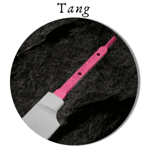 Tang of knife highlighted